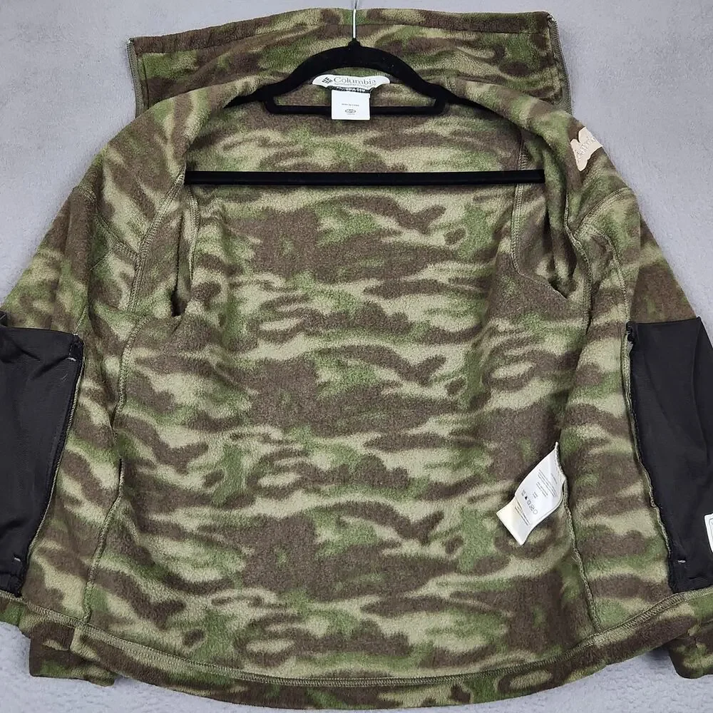 Columbia Jacket Youth 10/12 Green Camo Fleece Full Zip Outdoors Hunting Warm